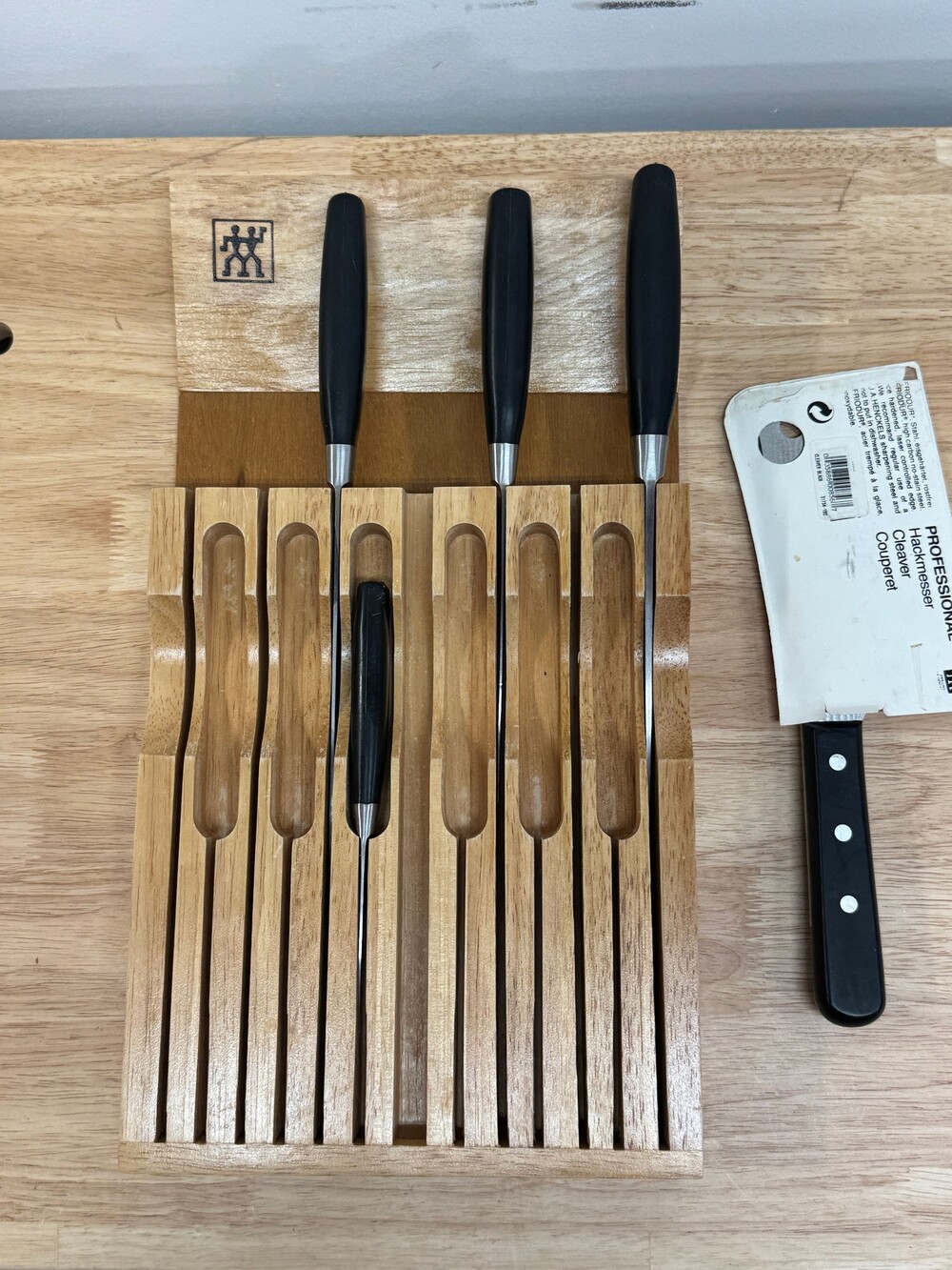 J.A. Henckels 5-Piece Kitchen Knife Collection w/ Wooden In-Drawer Storage Tray
